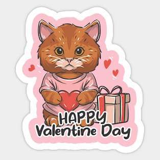 Cat Celebrate Valentine Day Sticker